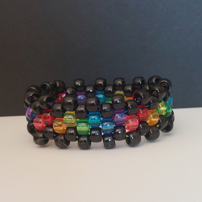 Black and Rainbow Stripe Kandi Cuff